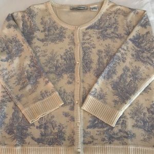 Autumn Cashmere Sweaters - Autumn Cashmere Blue/Cream Toile Sweater Sz L Autumn Cashmere Sweaters - Autumn Cashmere Blue/Cream Toile Sweater Sz L